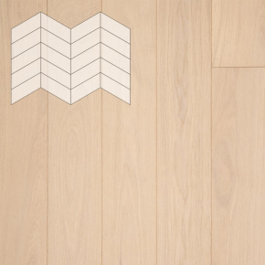 Паркет Елка Французская Lab Arte Chevron Дуб Селект Лана лак 400/328х125х14/3/60° в интерьере