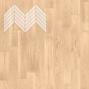 Паркет Елка Французская Lab Arte Chevron Дуб Рустик Блонд лак 600/510х90х14/3/45° в интерьере