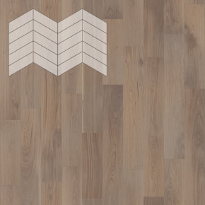 Паркет Елка Французская Lab Arte Chevron Дуб Селект Беж лак 400/337х110х14/3/60° в интерьере
